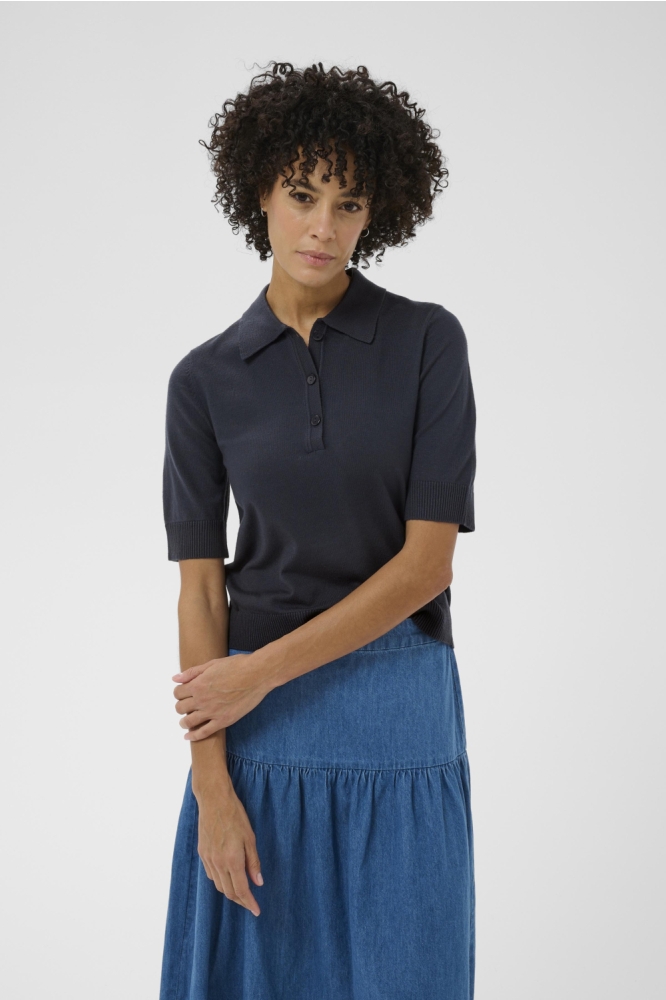 Part Two blauwe dames trui | Model vooraanzicht