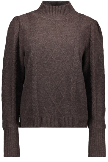 NED Trui LINDAS LS RML FINE KNIT MELANGE 26W U322 03 696 ganache brown