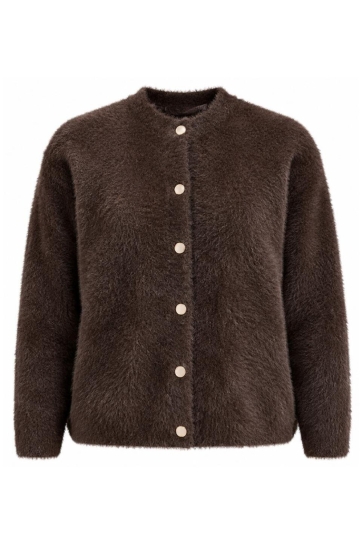 NED Vest DELTA LS RMJ FURRY KNIT 26W1 U172 12 696 Ganache Brown