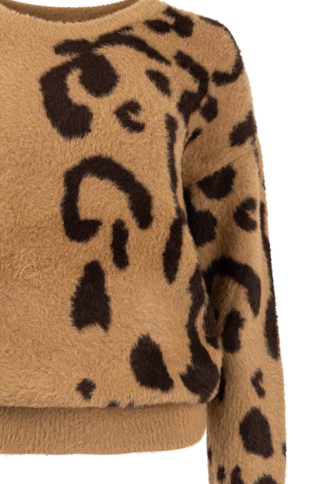 NED camel dames trui | Close up