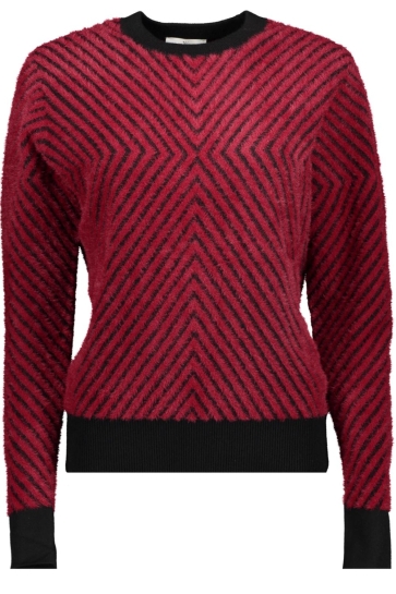 NED Trui ERITH LS RMJ FURRY PRINT KNIT 26W1 U386 05 554 Rhubarb Red