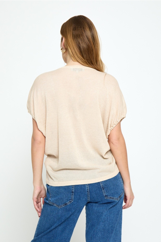 Minus beige dames trui | Model achteraanzicht