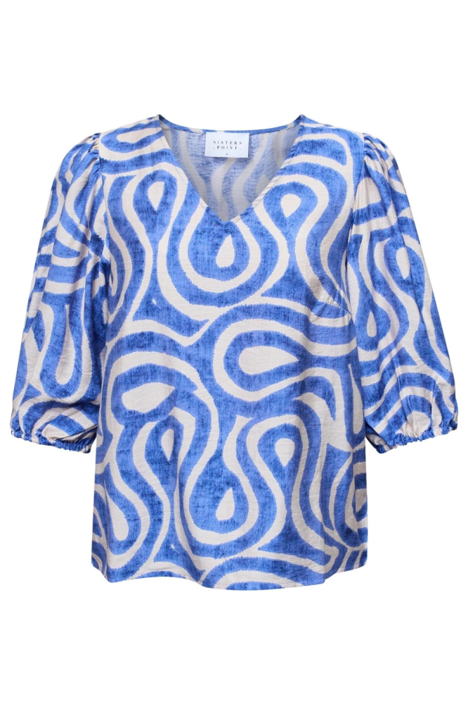 SisterS point blauwe dames blouse | Vooraanzicht