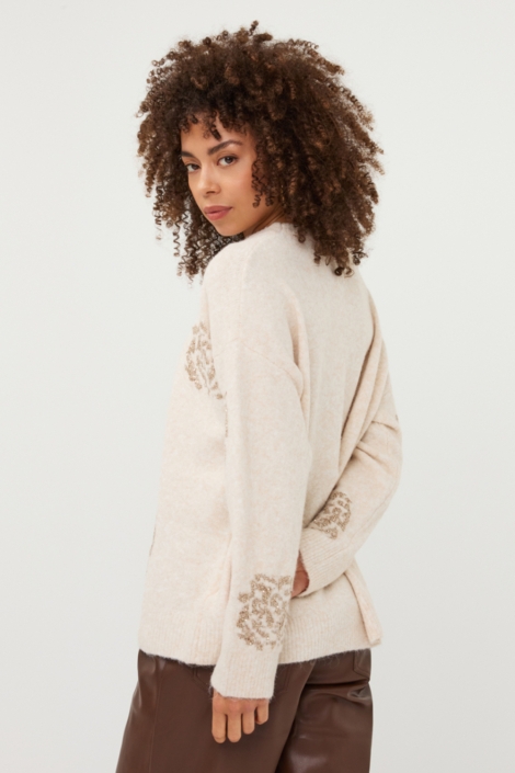 EsQualo beige dames trui | Model achteraanzicht