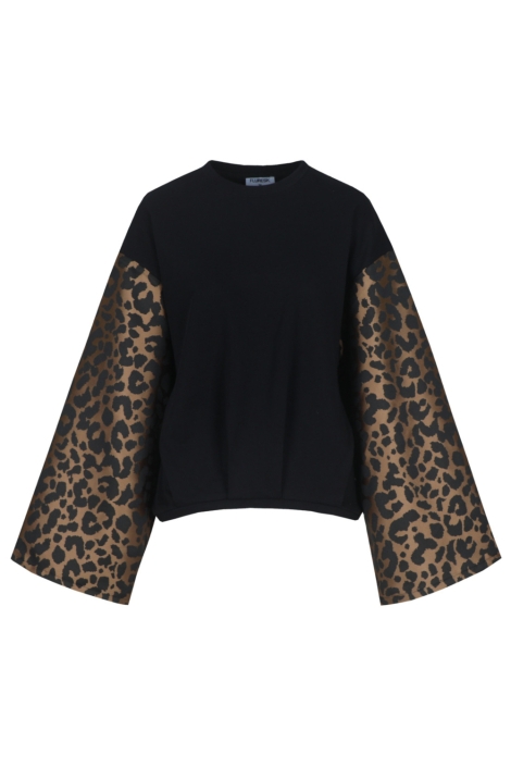 Fluresk zwarte dames sweater | Vooraanzicht
