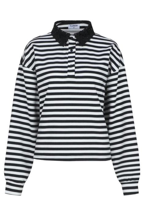 Fluresk zwarte dames sweater | Vooraanzicht