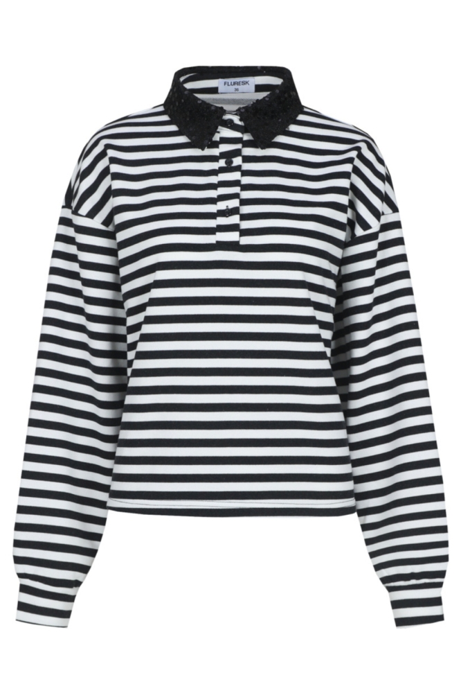 Fluresk zwarte dames sweater | Vooraanzicht