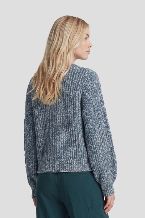 Fluresk groene dames trui | Model achteraanzicht