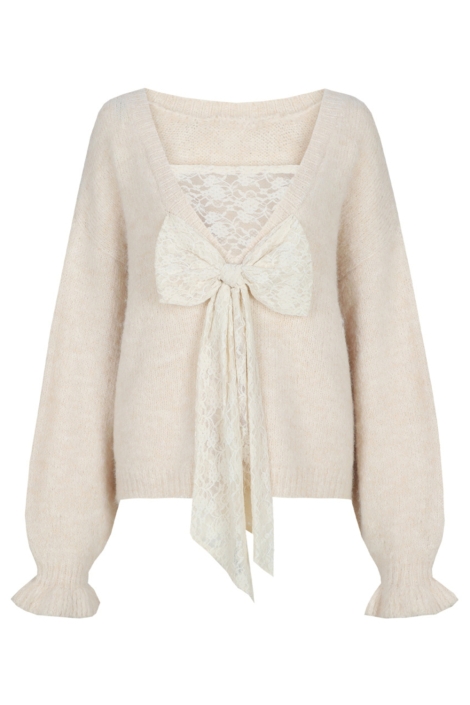 Fluresk beige dames trui | Vooraanzicht