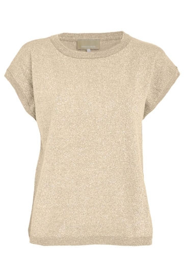 Peppercorn Trui REMI CAP SLEEVE KNIT TOP PC7508 2206MET FOG SAND METALLIC