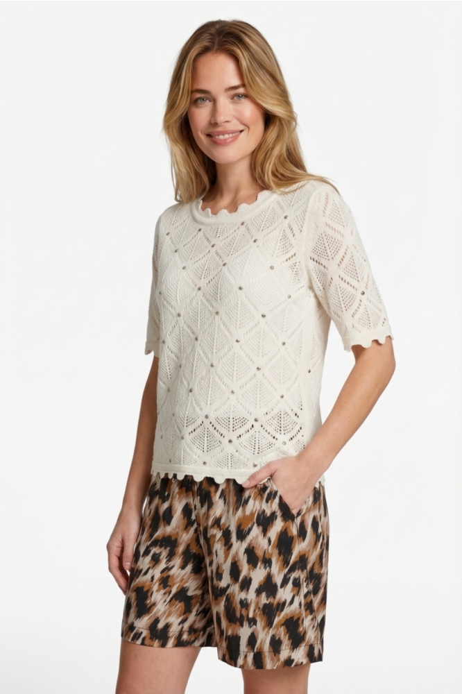 C&S The Label beige dames trui | Model vooraanzicht