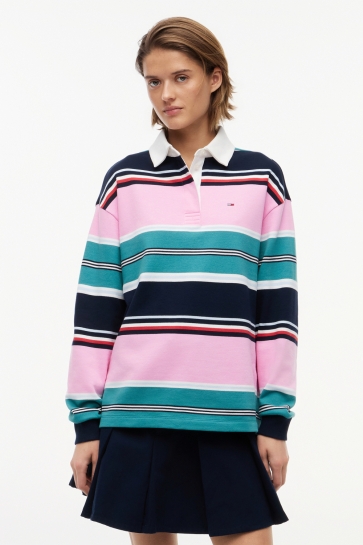 Tommy Jeans Trui TJW RLX MULTI STRIPE DW0DW23483 0D2 PINK DAISY/ MULTI STRIPE