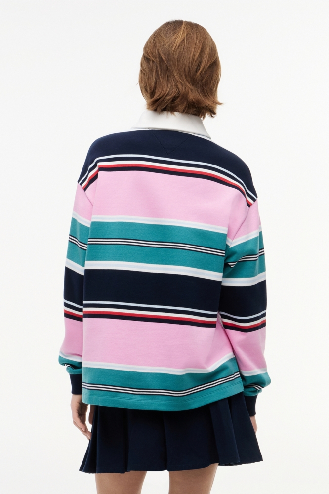 Tommy Jeans multi color dames trui | Model achteraanzicht