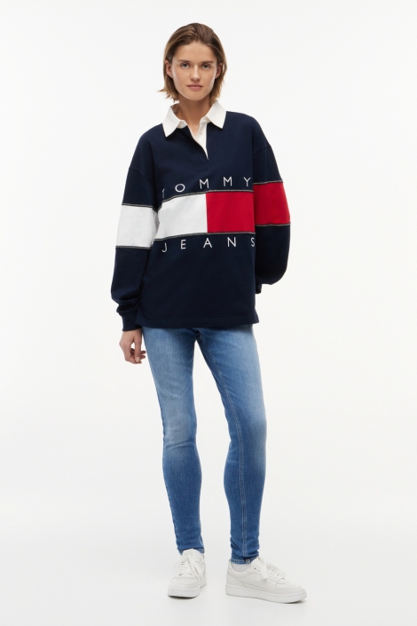Tommy Jeans blauwe dames trui | Model