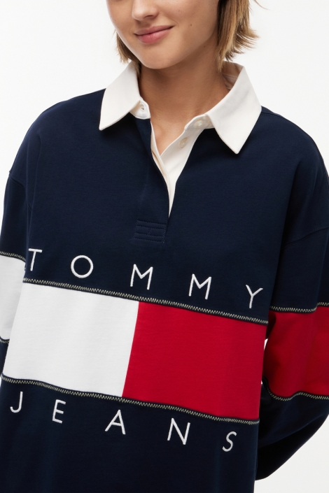 Tommy Jeans blauwe dames trui | Close up