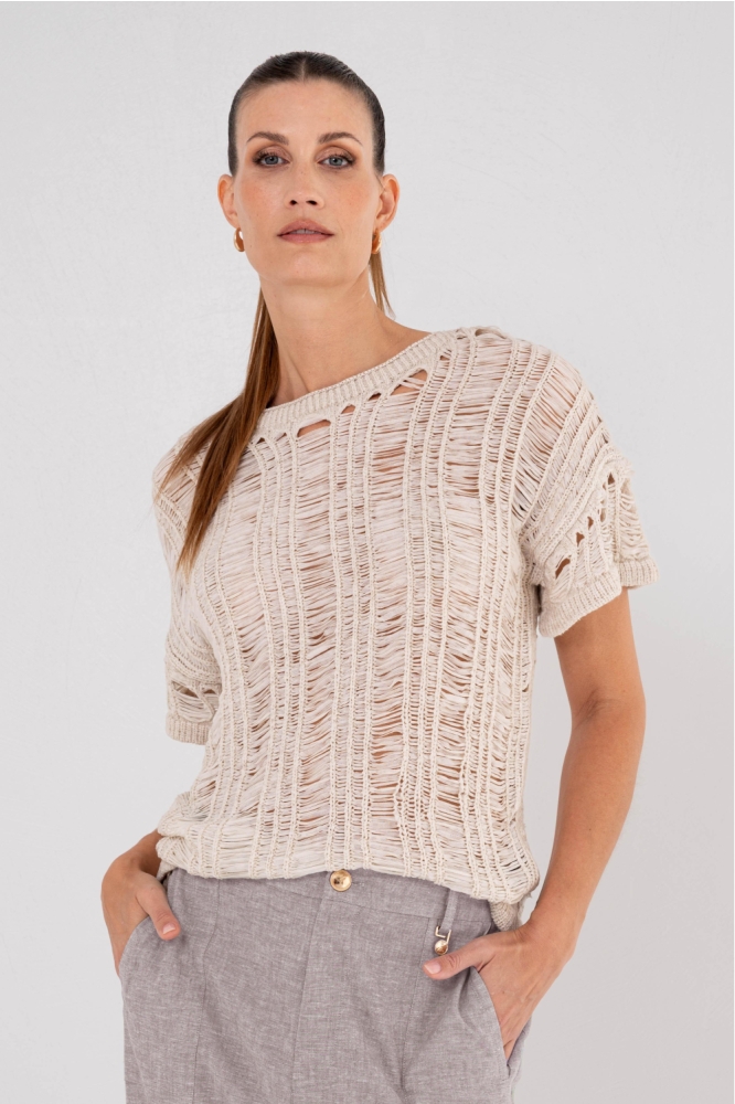 Maicazz beige dames trui | Model vooraanzicht