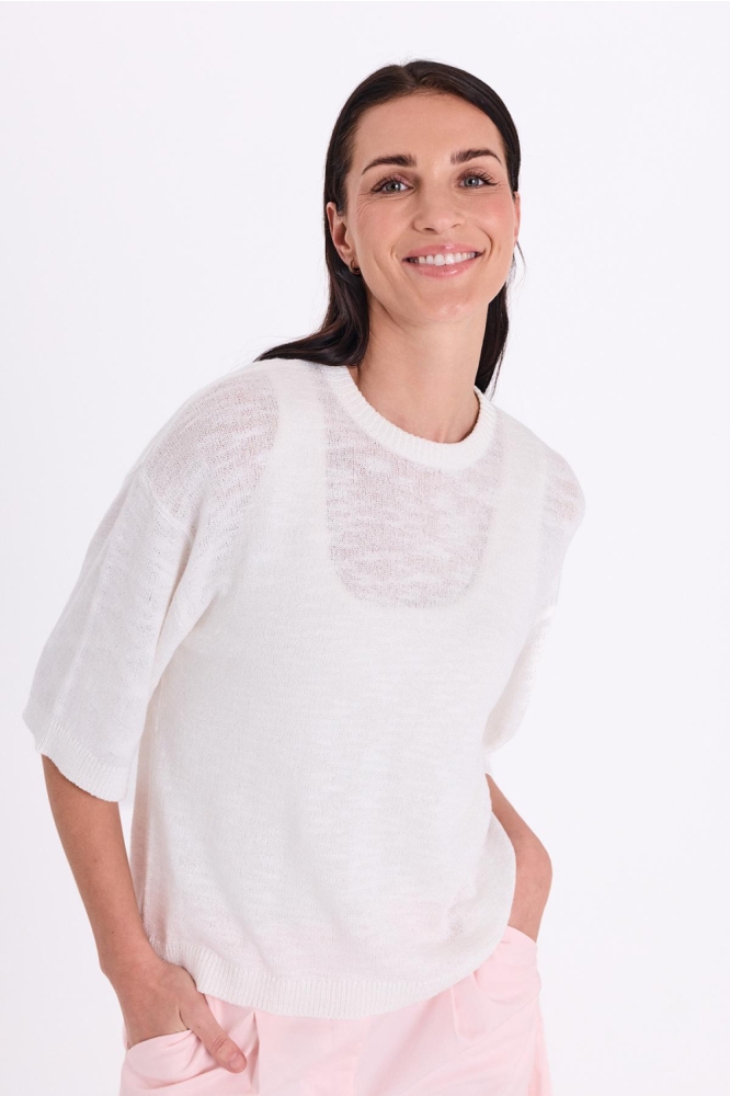 Freequent witte dames t-shirt | Model vooraanzicht