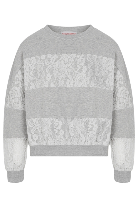 Studio Amaya grijze dames sweater | Vooraanzicht
