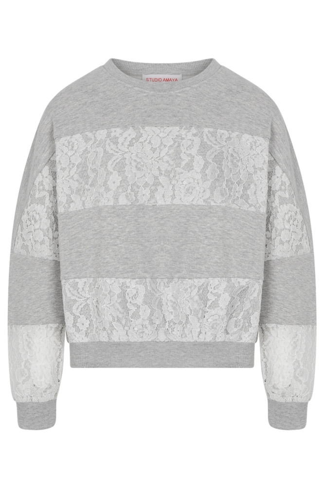 Studio Amaya grijze dames sweater | Vooraanzicht
