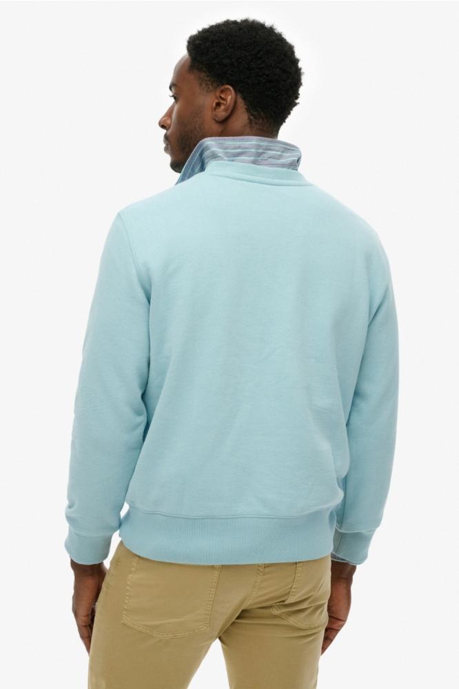 Superdry blauwe heren sweater | Model achteraanzicht