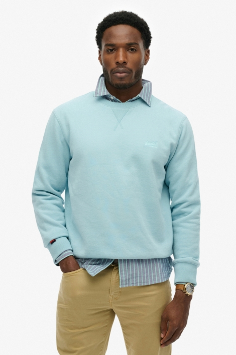 Superdry blauwe heren sweater | Model vooraanzicht