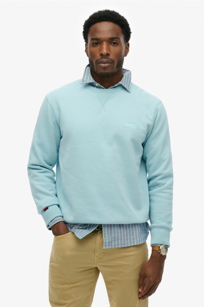 Superdry blauwe heren sweater | Model vooraanzicht