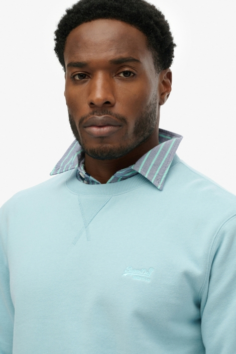 Superdry blauwe heren sweater | Close up
