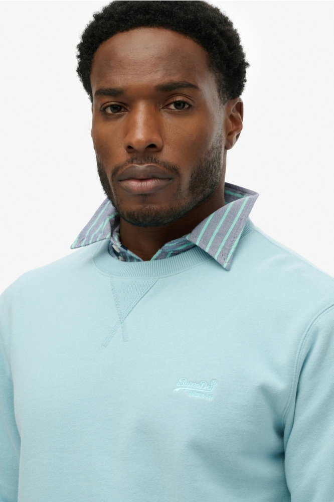 Superdry blauwe heren sweater | Close up