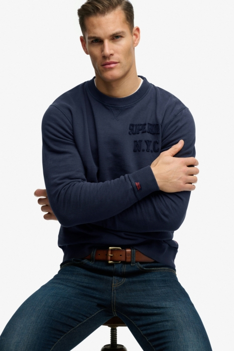 Superdry blauwe heren sweater | Model vooraanzicht