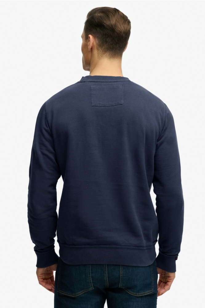 Superdry blauwe heren sweater | Model achteraanzicht