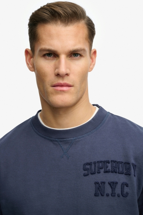 Superdry blauwe heren sweater | Close up