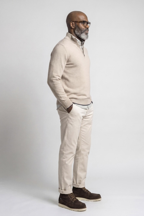 Campbell beige heren trui | Model