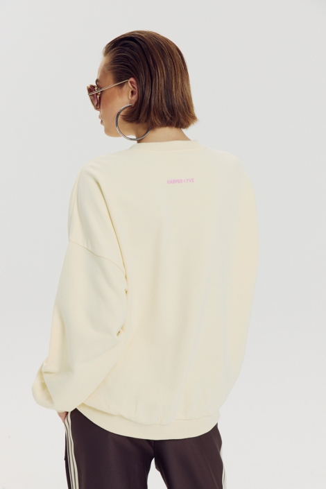 Harper & Yve gele dames sweater | Model achteraanzicht