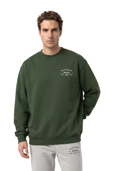 Malelions groene heren sweater | Model vooraanzicht