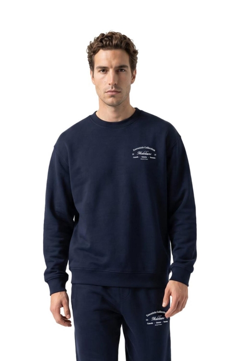Malelions blauwe heren sweater | Model vooraanzicht
