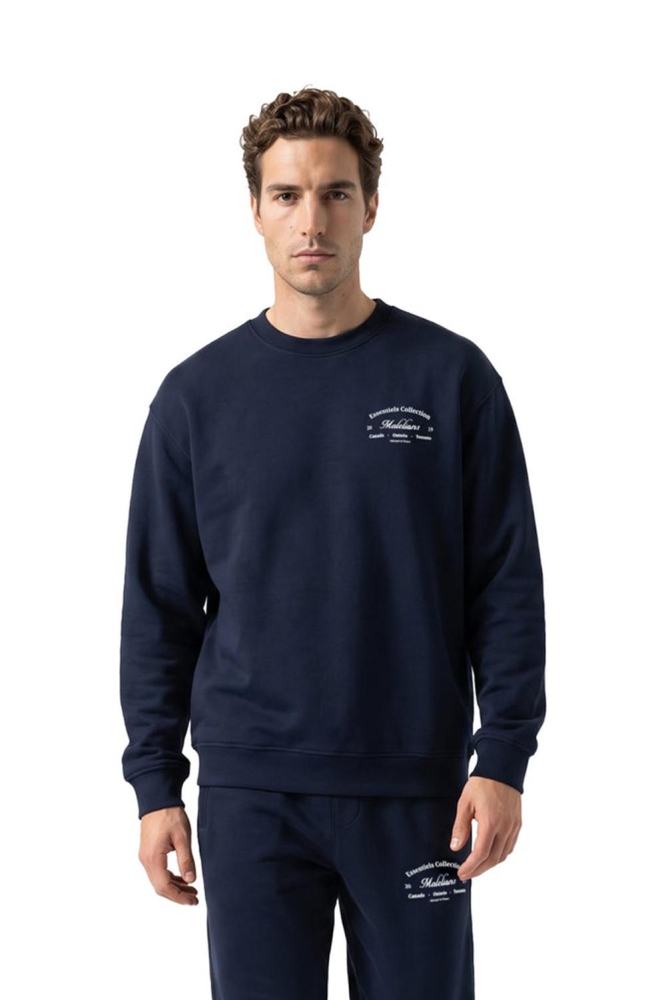 Malelions blauwe heren sweater | Model vooraanzicht