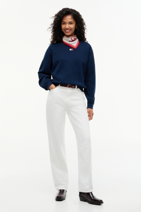 Tommy Jeans blauwe dames sweater | Model