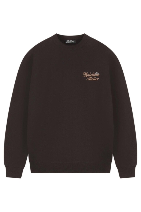 Malelions bruine heren sweater | Vooraanzicht