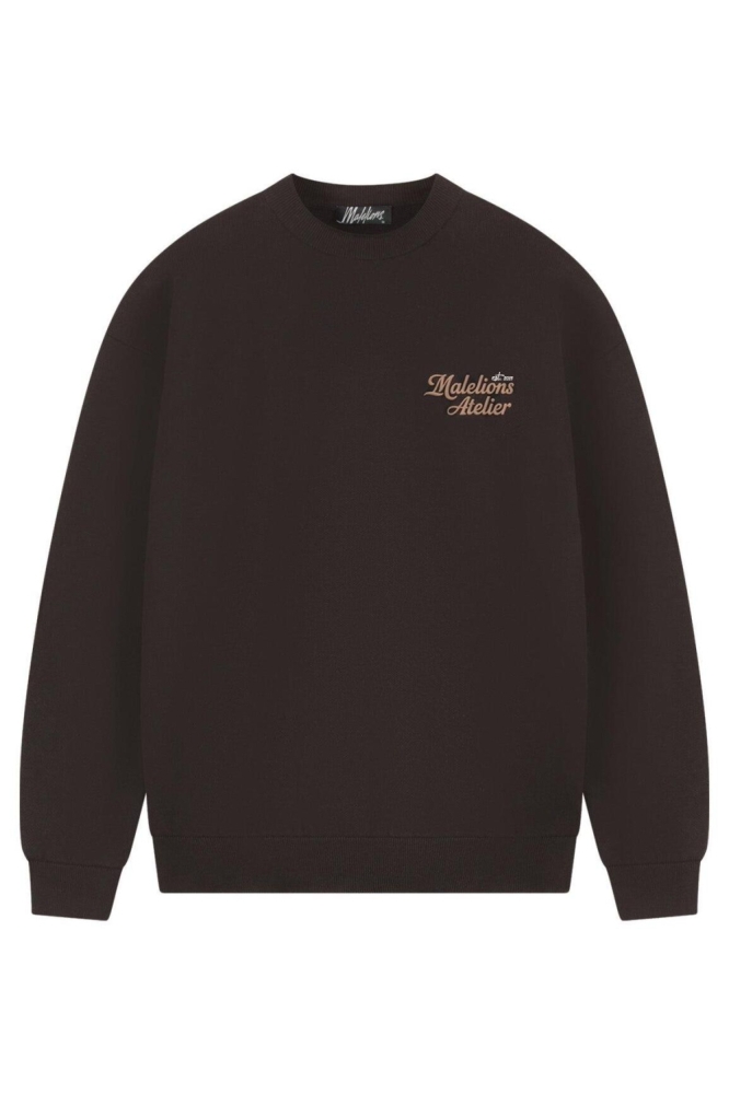 Malelions bruine heren sweater | Vooraanzicht