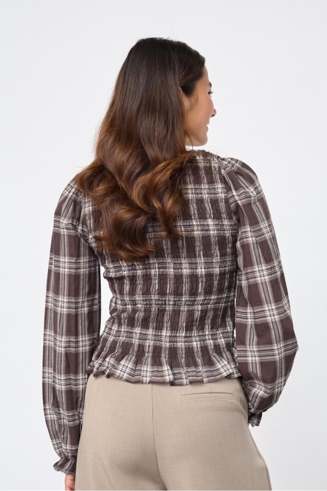 SisterS point bruine dames blouse | Model achteraanzicht
