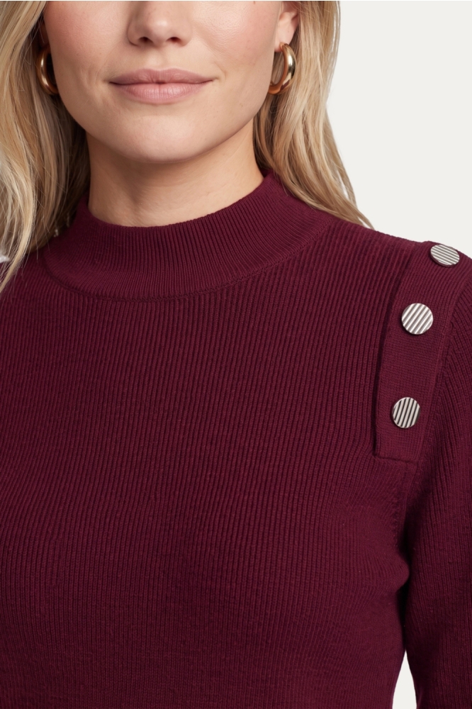 C&S The Label bordeaux dames trui | Close up