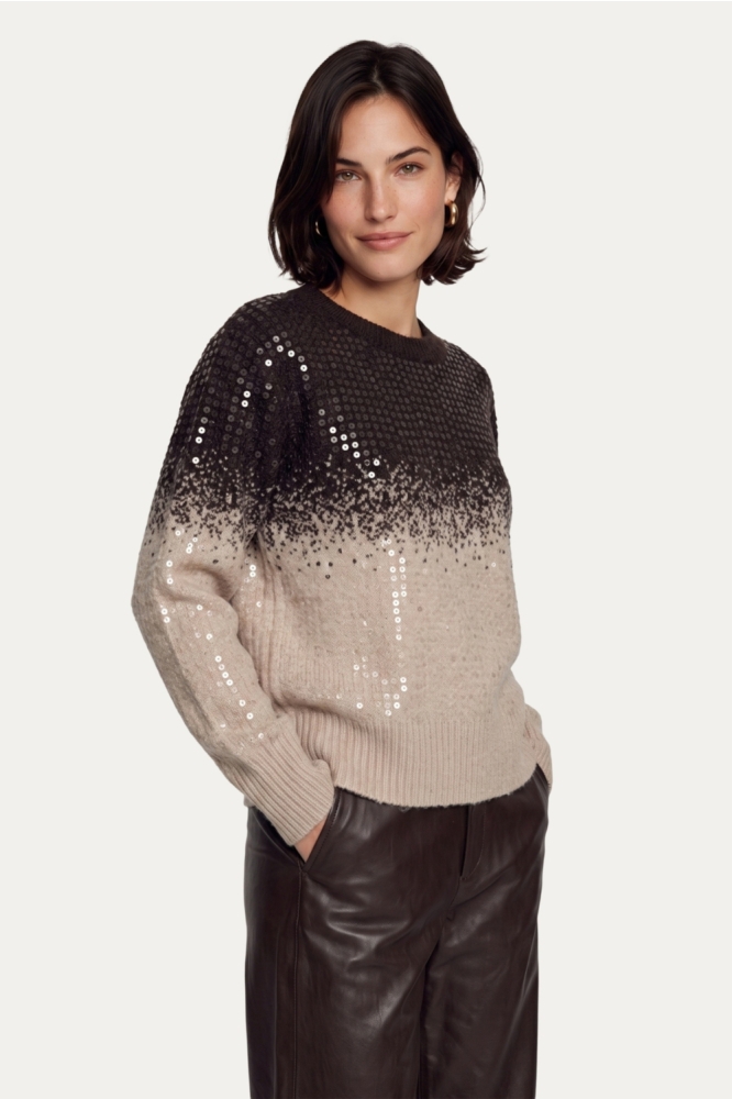 C&S The Label bruine dames trui | Model vooraanzicht