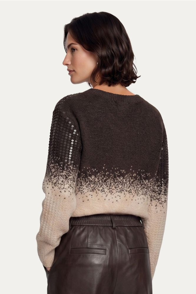 C&S The Label bruine dames trui | Model achteraanzicht