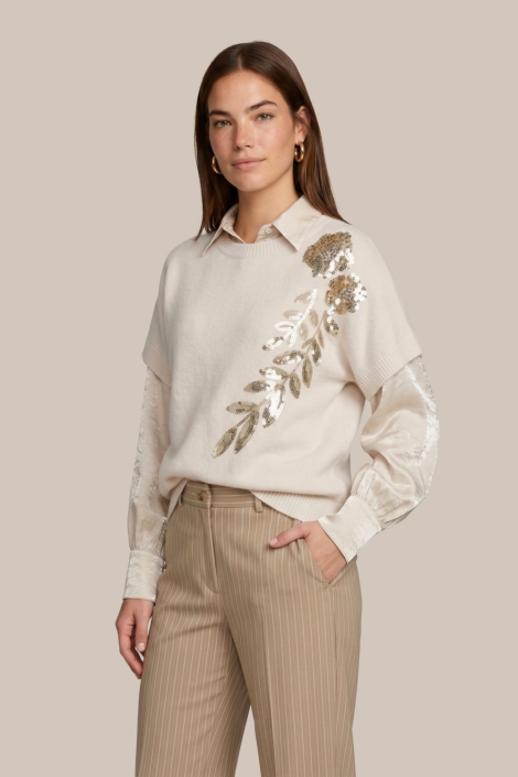 C&S The Label beige dames trui | Model vooraanzicht