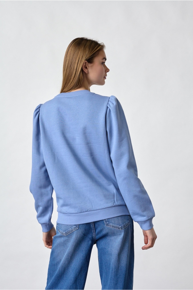 SisterS point blauwe dames sweater | Model achteraanzicht
