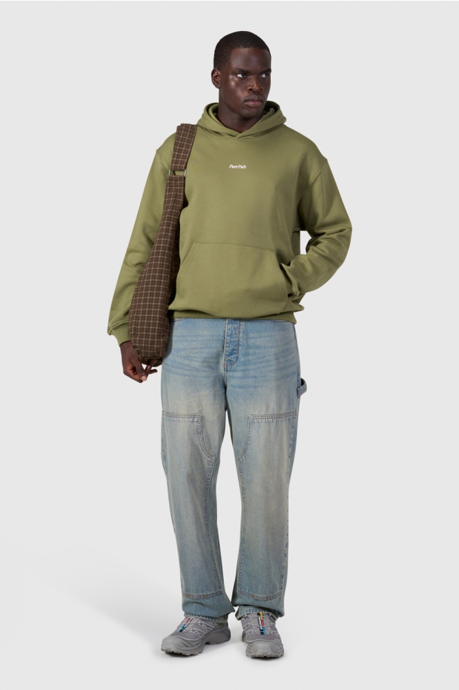 Pure Path groene heren sweater | Model vooraanzicht