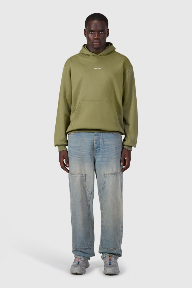 Pure Path groene heren sweater | Model vooraanzicht