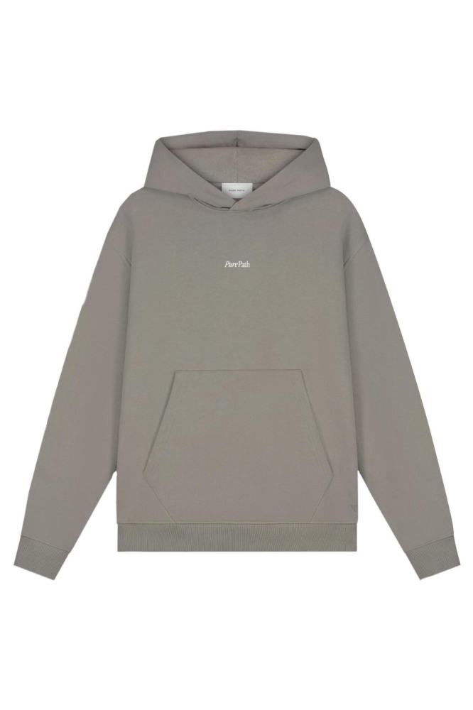 Pure Path taupe heren sweater | Vooraanzicht