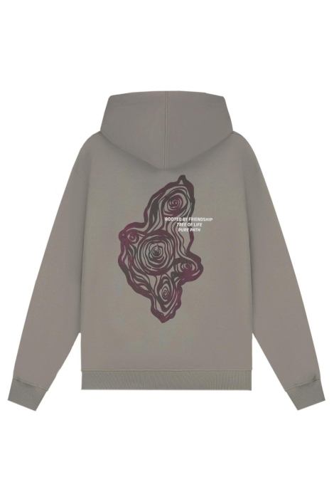 Pure Path taupe heren sweater | Achteraanzicht