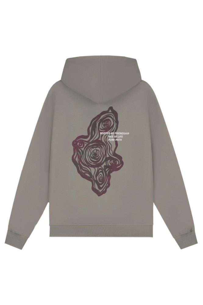 Pure Path taupe heren sweater | Achteraanzicht